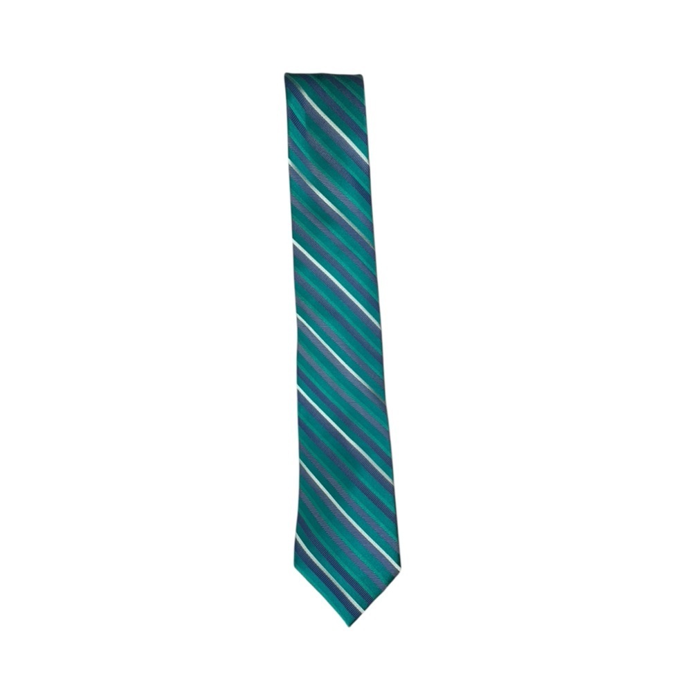 Rooster by Robert Talbott Tie | 100% Silk | Teal & Navy Stripe
 N231